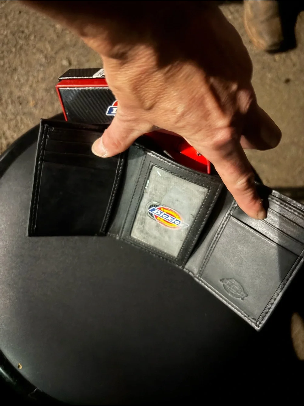 Dickies Black Leather Card Holder with Embossed Logo